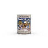 Taste of the Wild Wetlands can-dog-food with duck as the first ingredient for a protein-rich meal