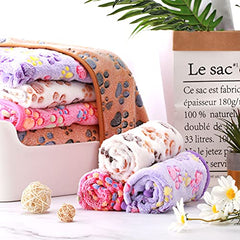 Tatuo multi-color paw-print blankets, vibrant colors for different pets.
