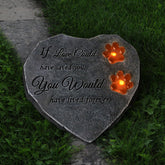 TB TIBAG heart-shaped dog memorial stone glows softly at night for remembrance.