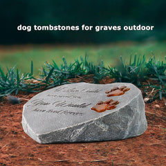 TB TIBAG solar-powered dog headstone lights softly after sunset.