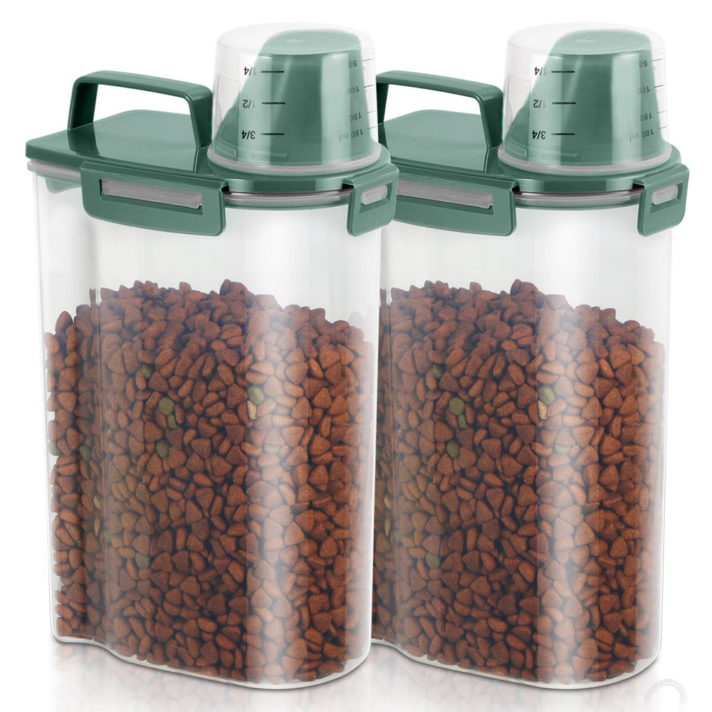TBMAXS pine green dog food container with pour spout for easy portioning.