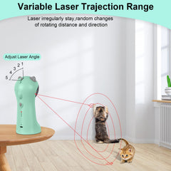 TBTeek cat toy showing rotating red-dot patterns for hunting play.