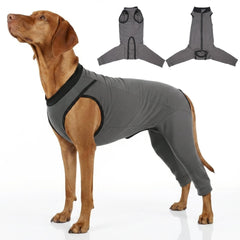 T'CHAQUE Comfort Fabric recovery suit with rear leg sleeve reduces licking post-surgery