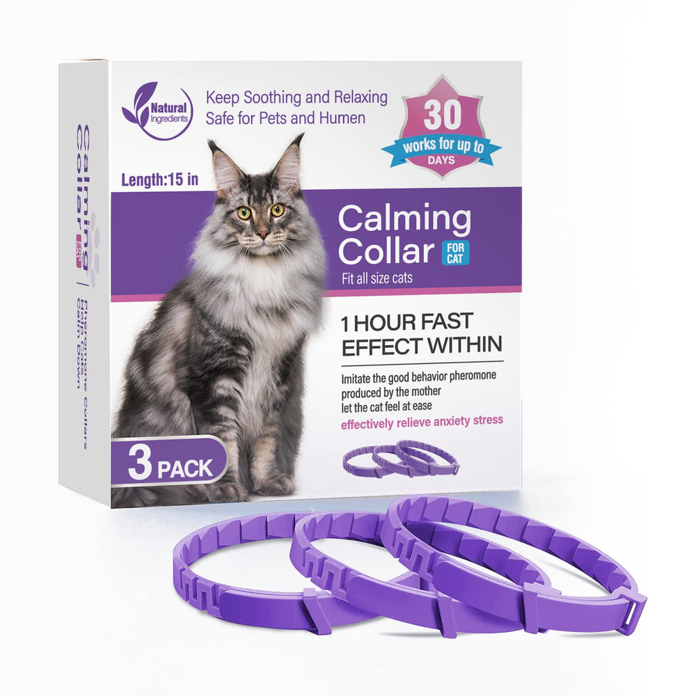 Tcllka calming collar 3-pack box, easy storage and quick use for anxious cats.
