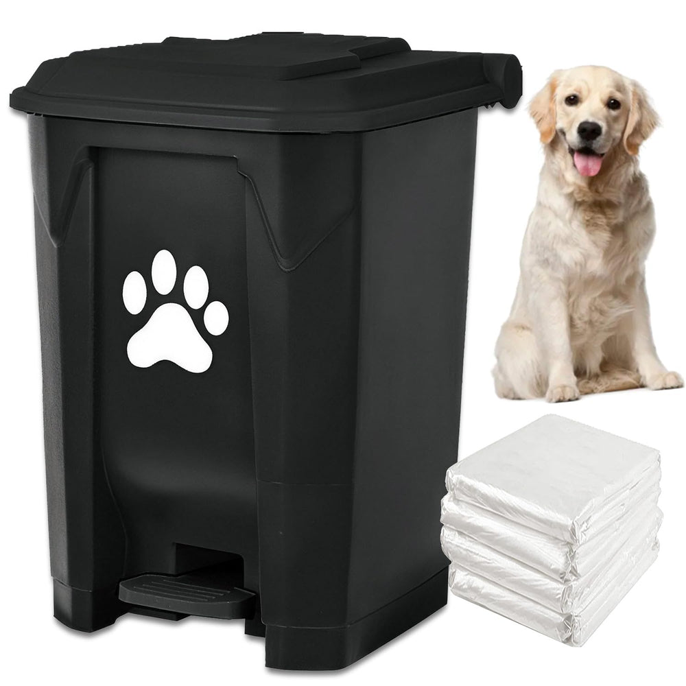 Tebiete dog poop trash can outdoors with pedal lid for hands free use