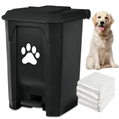 Tebiete dog poop trash can outdoors with pedal lid for hands free use