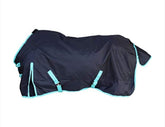 Tech Equestrian 1200D rainsheet close-up shows waterproof, breathable fabric for year-round turnout.