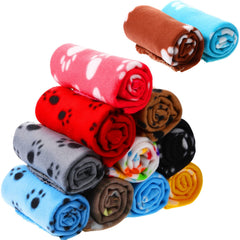 Tegeme 12-piece fleece blankets with paw print design keep pets warm and cozy