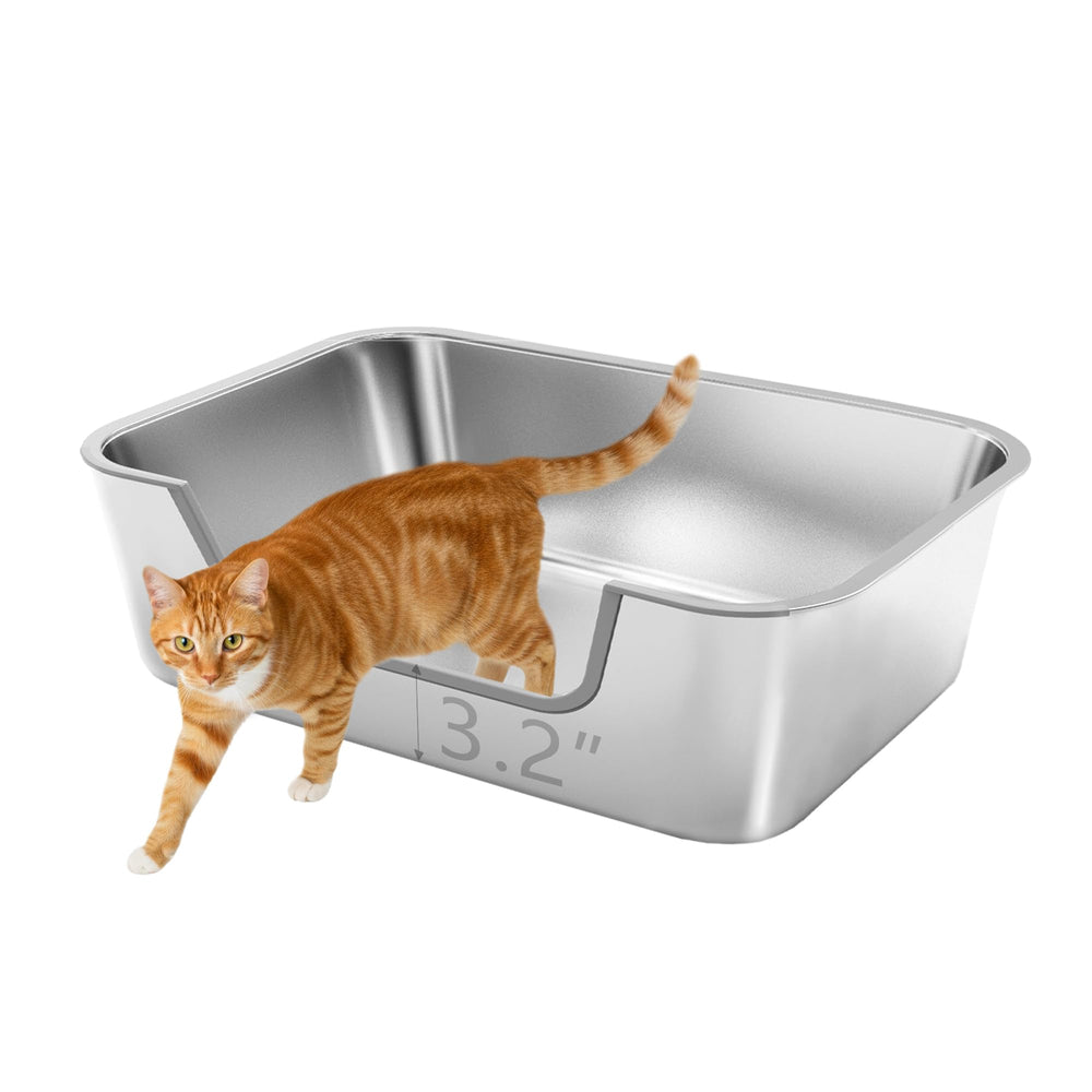 Tehoao low-entry stainless steel litter box entrance eases access for senior cats