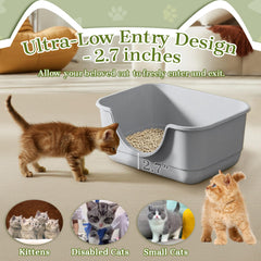 Tehoao open-top kitten litter box top view for air and monitoring