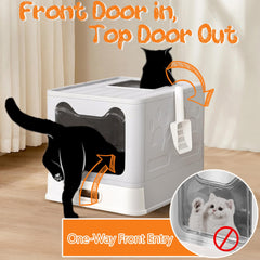Tehoao stainless steel litter box with lid for durability and easy cleaning