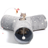 Tempcore 3-Way Collapsible Cat Tunnel Toy with three tunnels for active play
