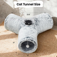 Tempcore Plush Cat Tunnel 3-way design offers varied play routes for curious kittens.