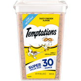 Temptations cat treats tub β crunchy outside, soft inside, ideal for easy rewards.