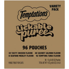 Temptations creamy puree tube closeup highlighting smooth texture for easy feeding.