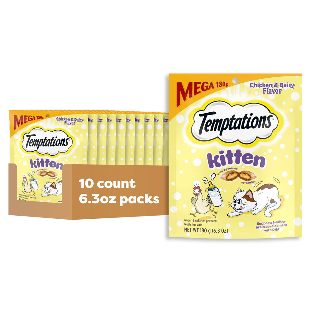 Temptations Kitten Treats dual-texture crunch and soft bite, perfect reward for growing kittens