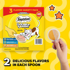 Temptations Lickable Spoons offer mess-free puree for convenient feeding.
