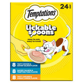 Temptations Lickable Spoons two flavors close-up showing creamy cat treat texture.