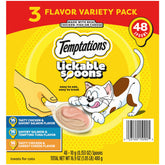 Temptations Lickable Spoons show two flavors in one spoon for cats.
