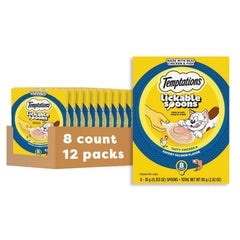 Temptations Lickable Spoons variety pack close-up showing two flavors for rewards