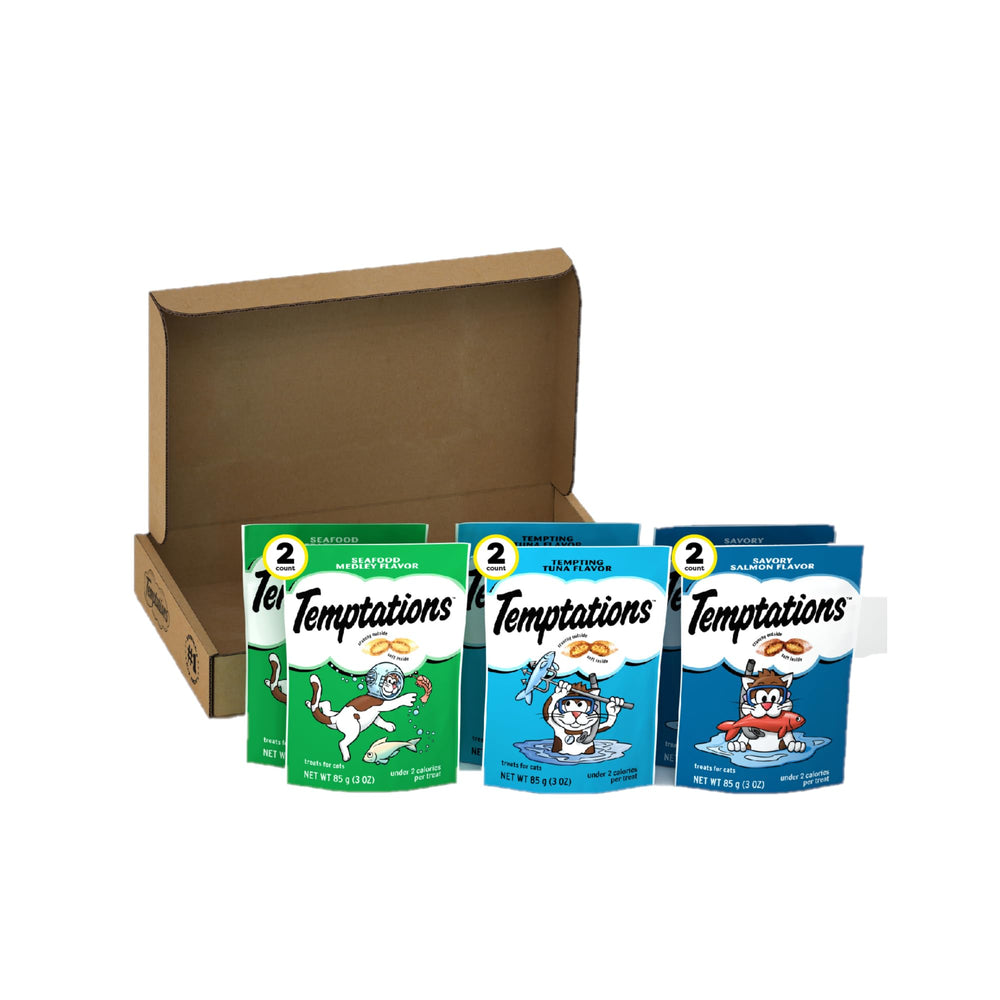 Temptations Seafood Lovers Variety Pack front view for quick treat time.