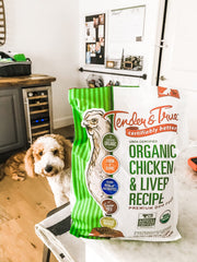 Tender & True packaging highlighting no corn, wheat or soy