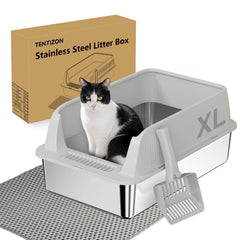 TTT TENTIZON large stainless steel litter box with open top for big cats.