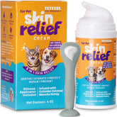 Tetesol Dog Itchy Skin Relief Cream bottle with applicator for targeted itch relief on dogs.