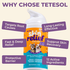 Tetesol Colloidal Oatmeal formula image showing soothing texture for dry skin.