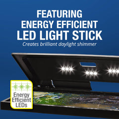 Tetra LED Hood 20x10 hinged lid allows effortless feeding and maintenance.