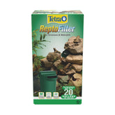 Tetra ReptoFilter maintains water clarity in terrariums for amphibians.