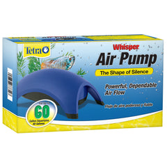 Tetra Whisper Air Pump side view showing compact, quiet operation for 40–60 gallon aquariums.
