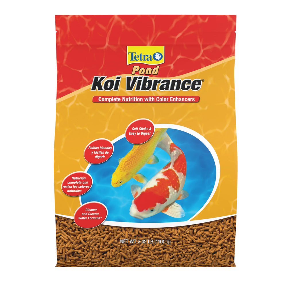 TetraPond Koi Vibrance soft sticks bag front for premium koi nutrition and vibrant color.