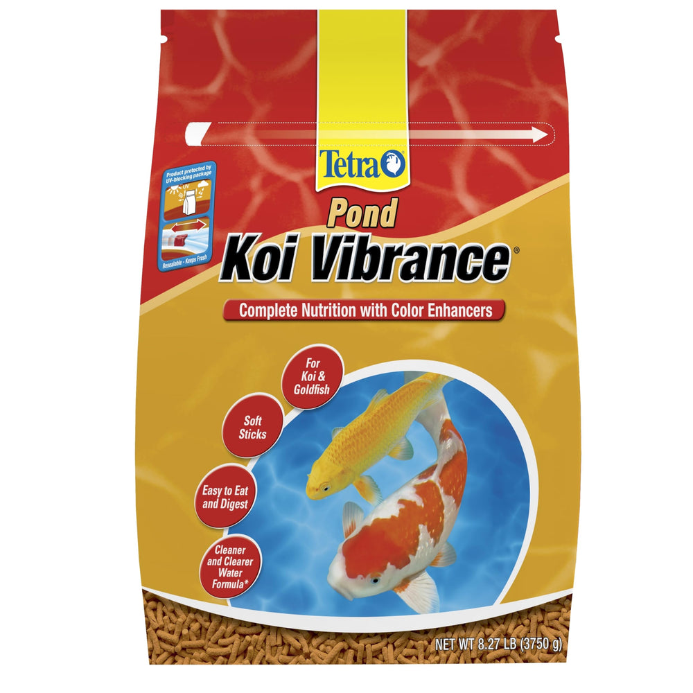 TetraPond Koi Vibrance soft sticks in a bottle for easy feeding and digestion.