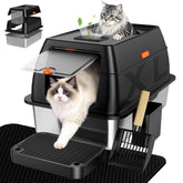 Tevila extra-large stainless steel litter box lid, promoting easy cleaning and odor containment.