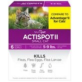 TevraPet Actispot II flea treatment bottle showing waterproof formula for cats.