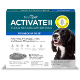 TevraPet Activate II collar on a dog neck providing long-lasting flea and tick protection