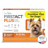 TevraPet FirstAct Plus packaging shows three monthly doses for dogs.