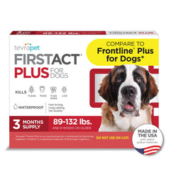 TevraPet FirstAct Plus packaging for extra large dogs with a three-dose plan
