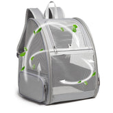 Texsens Pet Backpack front view shows roomy space for small cats and dogs on trips.