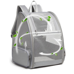Texsens Pet Backpack front view shows roomy space for small cats and dogs on trips.
