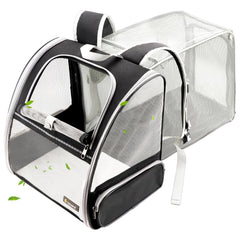 Texsens Traveler Bubble Backpack front view, breathable mesh promotes airflow for small pets.