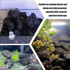 Ten-pack display of black lava stones ready for tank setup.