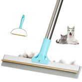 Thalomely Carpet Rake with adjustable handle cleans pet hair from carpets.