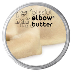 The Blissful Dog Elbow Butter tin provides deep hydration for dry dog elbows.