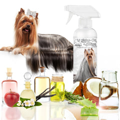 The Blissful Dog Shine-On formula with glycerin and silk nourishes coats.