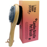 The Buddy System combo bristle pet brush rubber side for after-bath grooming.