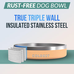 Coldest Water dog bowl features triple wall insulation for temperature stability