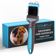 The Doodle Brush with long pins for deep grooming on Labradoodle coats