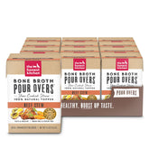 The Honest Kitchen Bone Broth Pour Overs Beef Stew packaging shows a convenient protein topper.
